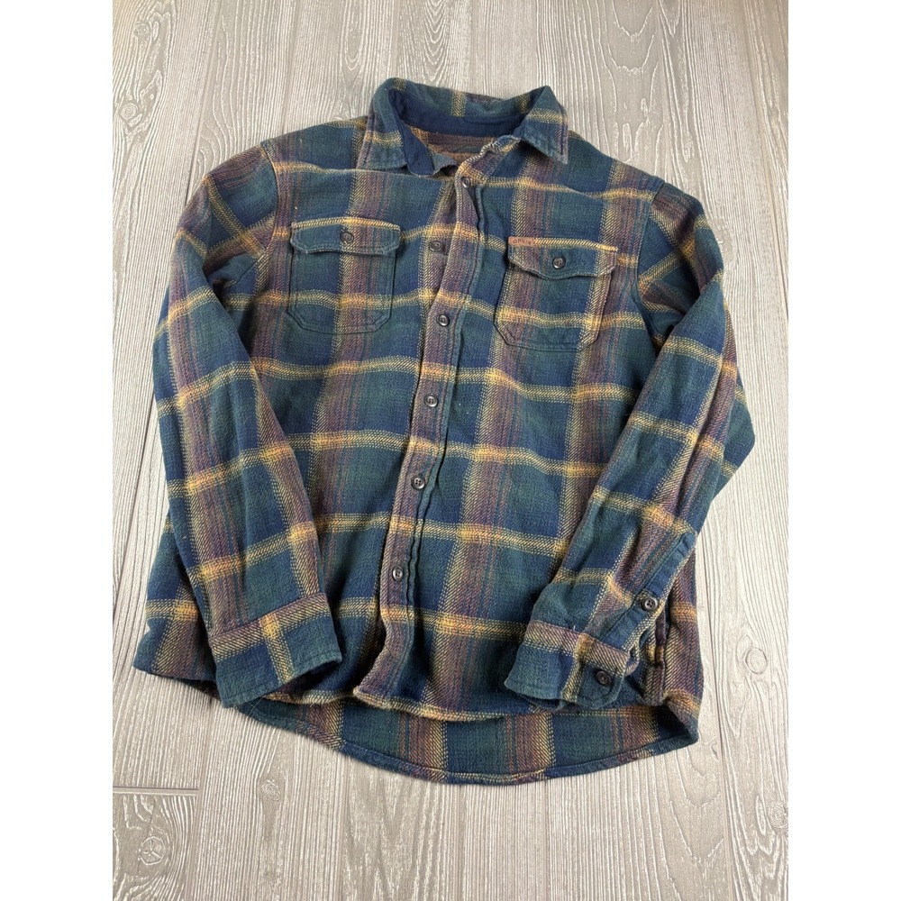 Orvis Mens Blue Plaid Flannel Button Down Shirt Cotton Long Sleeve Size Medium